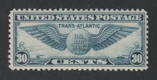 Scott # C24, Unused, MNH, F, 30¢ Transatlantic Issue (Winged Globe), 1939