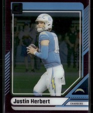 Justin Herbert 2024 Clearly Donruss #30 Purple Los Angeles Chargers #/75