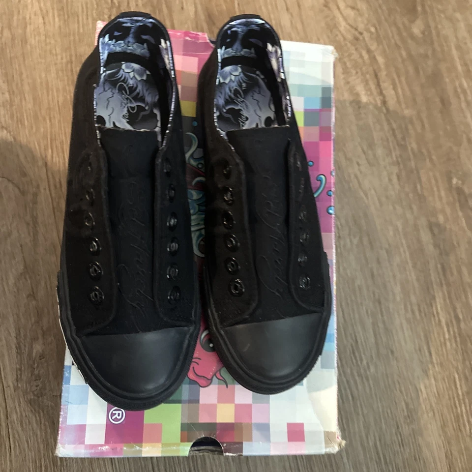 ZAPATOS Ed Hardy Y2K Gris Mujer Y2K Tenis Sin Cordones Parte Superior Baja Talla 5 Foto 4 de 4