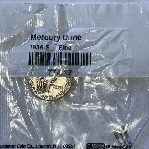 1936-S Fine Silver Mercury Dime Coin