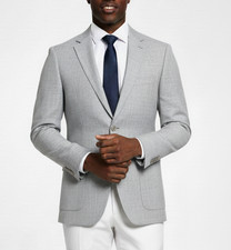 CALVIN KLEIN Sport Coat Mens Size 42L Heather Gray Solid Slim Fit Soft NWT