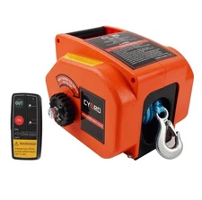 Portable Trailer Winch 3500lbs, Reversible Electric Winch 12V DC, Power-in, P...