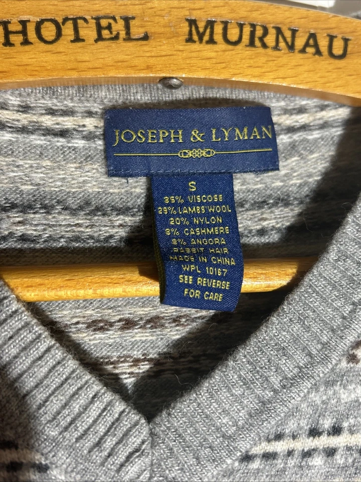 Suéter Joseph & Lyman, Lana/Cachemira/Angora/Viscosa, Color, Cuello en V, Para Hombre’s S Foto 2 de 4