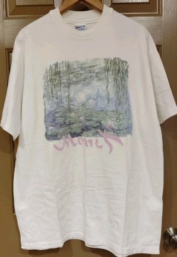 Vintage Art Monet T-shirt Men’s XL White Hanes 1995 Single Stitch USA
