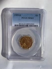 1909-D $5 Indian Head Gold Half Eagle Ms 63