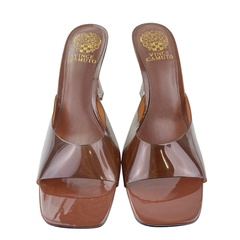 Sandalias Vince Camuto Rendivi para mujer marrón punta cuadrada tacón sin cordones talla 8,5 Foto 2 de 4