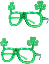 St. Patrick's Day LED Shamrock Glasses - 2 Pack Party Favors