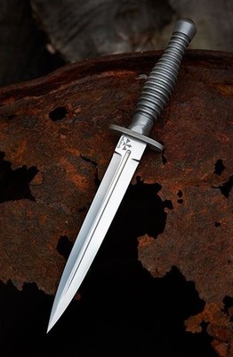 UBR CUSTOM HANDMADE D2 TOOL STEEL GEORGE V14 COMMANDO KNIFE WITH LEATHER SHEATH