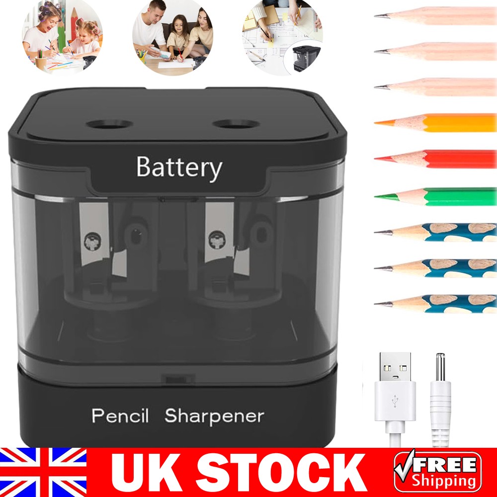 Automatic Electric Pencil Sharpener Operated Students Desktop With 2 Blades UK