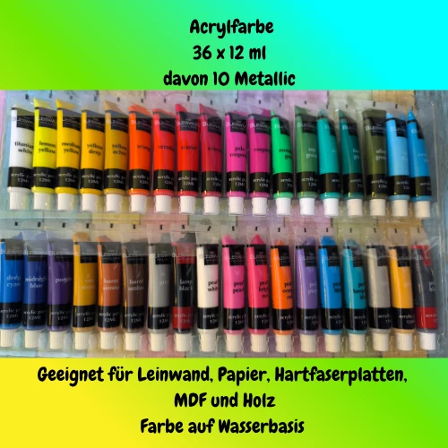 VAN BLEISWIJCK Acrylfarben Set Acryl Farben Künstlerfarben 36x 12ml hochdeckend Malfarben Neu