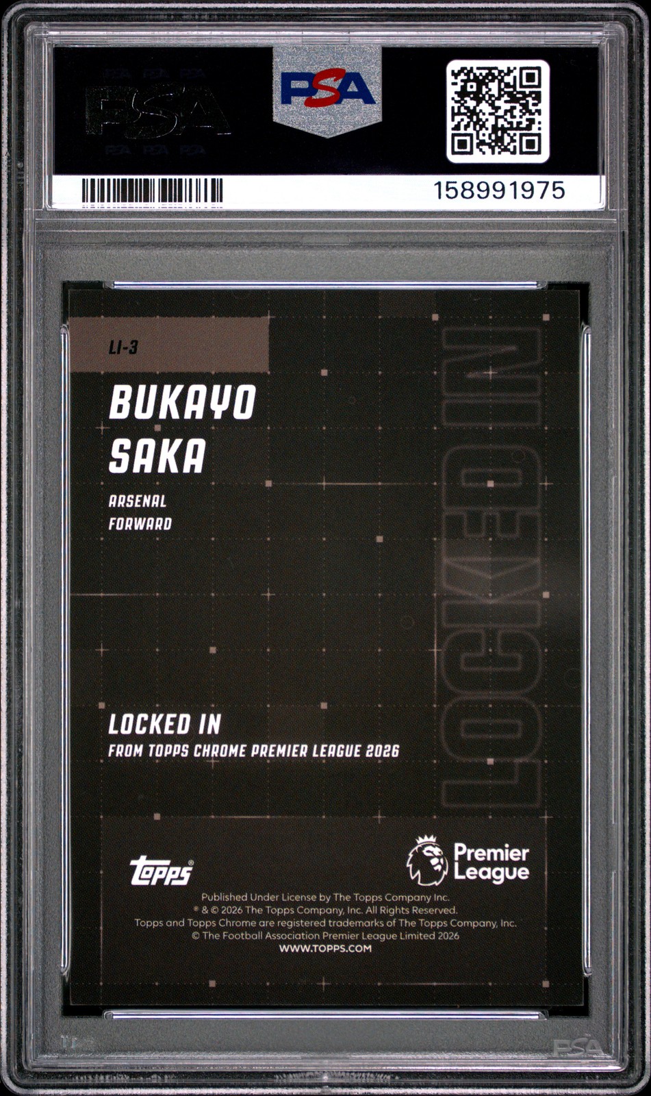 2025-2026 TOPPS CHROME PREMIER LEAGUE LOCKED IN #3 BUKAYO SAKA PSA 10 view 2