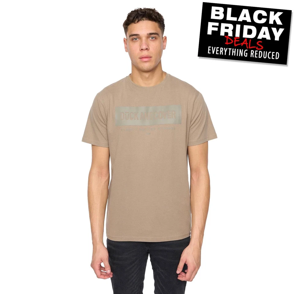 Duck And Cover Chatts Mens Short-Sleeved T-Shirt Crew Neck Casual Tee Top Brown