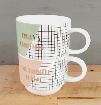 2 Coco+Lola Retro Graphics Mugs Cups ''Today's Cancelled'' ''The Struggle Is Real''