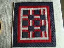 Hand Quilted Red, White  Blue Wall Hanging, Patriot, 18-1/2 "L X 16-1/2" W
