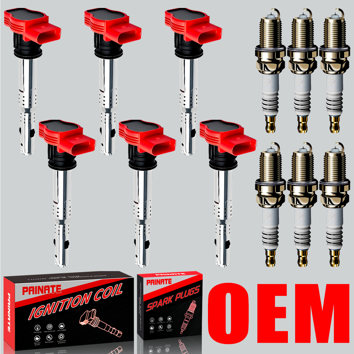 High-Performance 6X Ignition Coil & Iridium Spark Plug Kit for Audi A4 A6 A8 Q7 S5 UF529