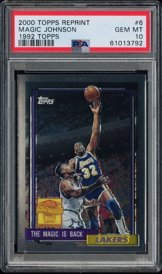 Pop 1 de 2!💎2000 Magic Johnson TOPPS CROMO 1992 REIMPRESIÓN RETRO #6 PSA 10🔥 MVP Foto 3 de 4