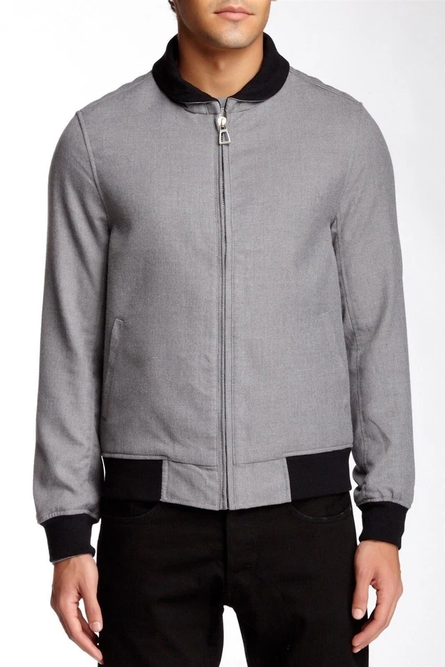 Howe Mens Blood Front zip Bomber Jacket Grey Size Medium - Image 2 of 3