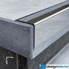 Edelstahl L-Profil Spiegeloptik mit 3 Fach Kantung 1,5mm V2A Abdeckprofil bis 2m
