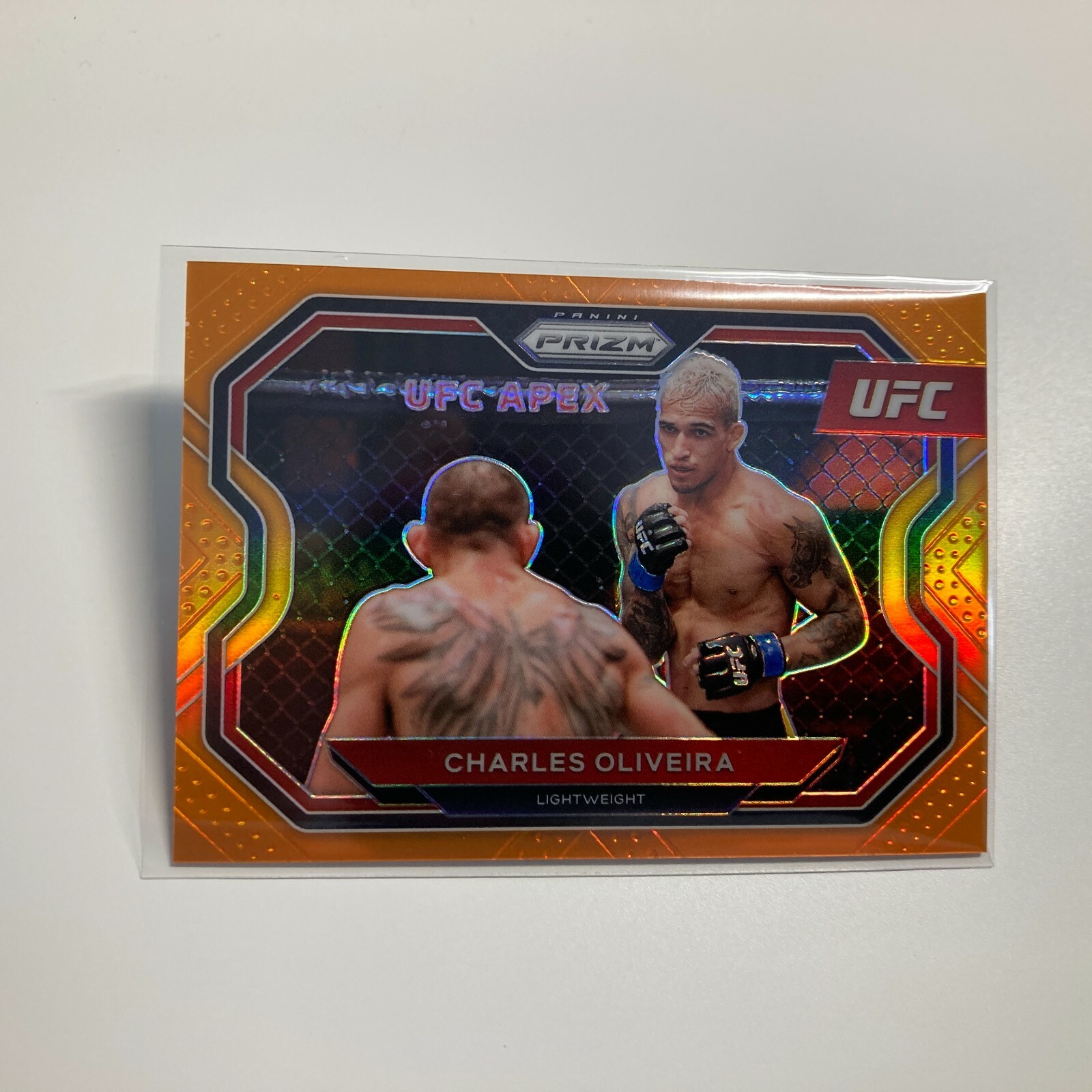 Charles Oliveira 2021 Panini Prizm UFC Orange Refractor Card 98/99 #174