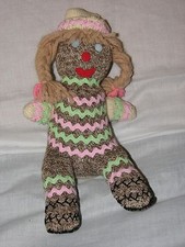 Handmade sock Doll Blonde monkey OAK Brown White Girl One of a Kind yarn hair