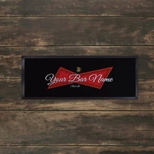 Personalised Red Label Design Bar Towel Runner Pub Mat Beer Cocktail Party Gift