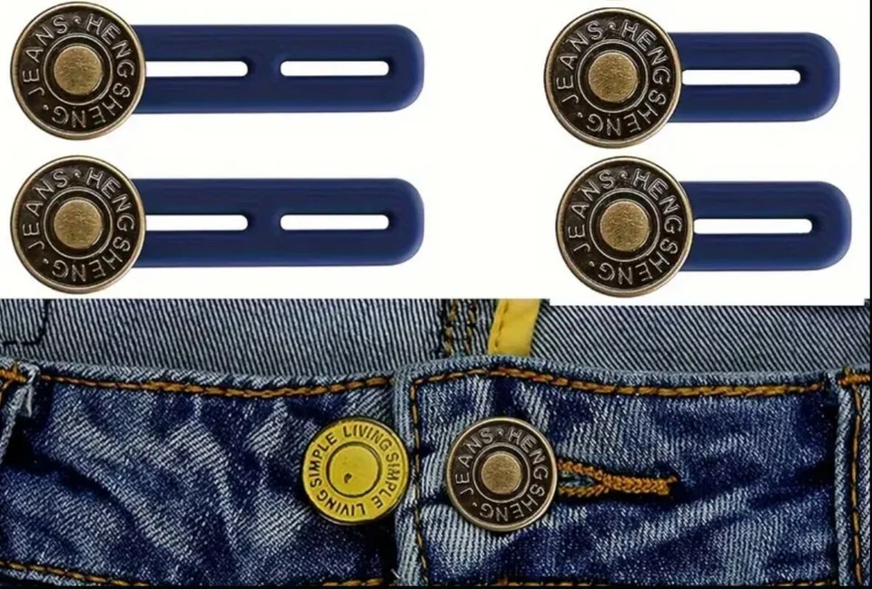 4x Verstellbare Jeans Knöpfe Hosenknopf ohne Nähen Hosenverlängerung Ersatzknopf - Bild 3 von 4