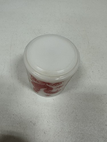 Hazel Atlas Platonite Milk Glass Red Rooster Chicken Mug Coffee Cup Vintage - Picture 6 of 7