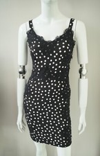 DOLCE GABBANA black white polka dot lace dress gorgeous IT36