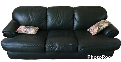 Interline Italia, Italian Leather Sofa, blue green, 7ft 