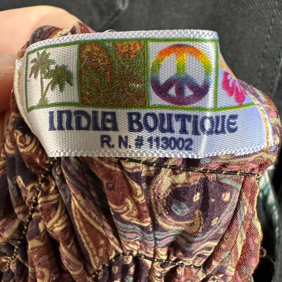 India Boutique Paisley Vestido Midi Talla Pequeña Sin Mangas Boho Solero Occidental Foto 4 de 4