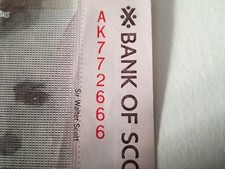 BANK OF SCOTLAND POLYMER 10 POUND NOTE AK 772666 Serial Number