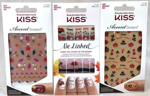 3 Kiss Nail Art Accent Stickers Be Linked Design Sets Fall