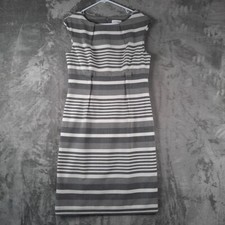 Calvin Klein Dress Size 10 Gray Bayadere Striped Sheath Style Knee Length