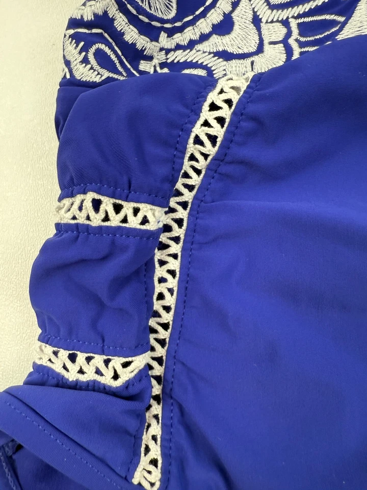 Traje de baño Nanette Lepore para mujer de una pieza con tiras abiertas espalda cachemira azul S nuevo con etiquetas Foto 3 de 4
