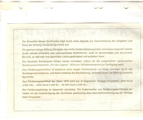 Avión Alemania 1979 10 DM=5 euros certificado/hoja firmada por el Comité Olímpico - Imagen 2 de 2