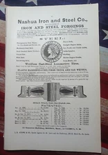 1881 Print Ad ~ NASHUA IRON & STEEL COMPANY Locomotive Tires New Hampshire 