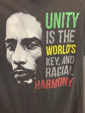 Y2K Bob Marley Unity Is The Worlds Key  Racial Harmony Zion Rootswear T-Shirt M