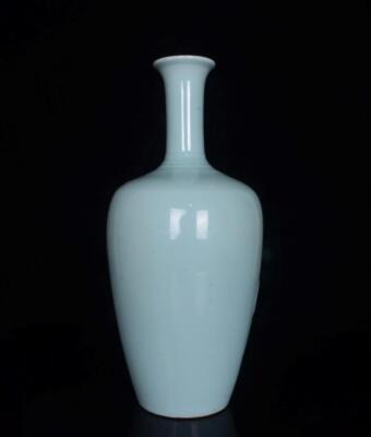 OLD RARE YELLOWISH GREEN GLAZE CHINESE PORCELAIN VASE KANGXI