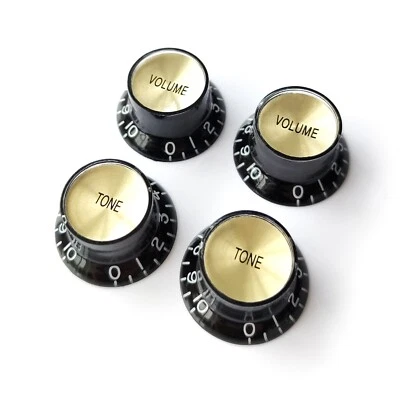 Top Hat Bell Reflector Knobs – Volume Tone for Gibson & Epiphone - Black Gold