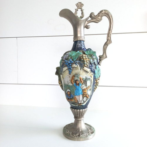 Vintage Italian Wine Decanter Riprod Vietata Art 2598 Hand Painted Made
