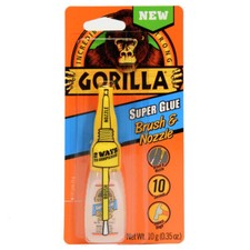 Gorilla SUPER GLUE BRUSH  NOZZLE Bonds: PLASTIC WOOD METAL CERAMIC RUBBER  ...
