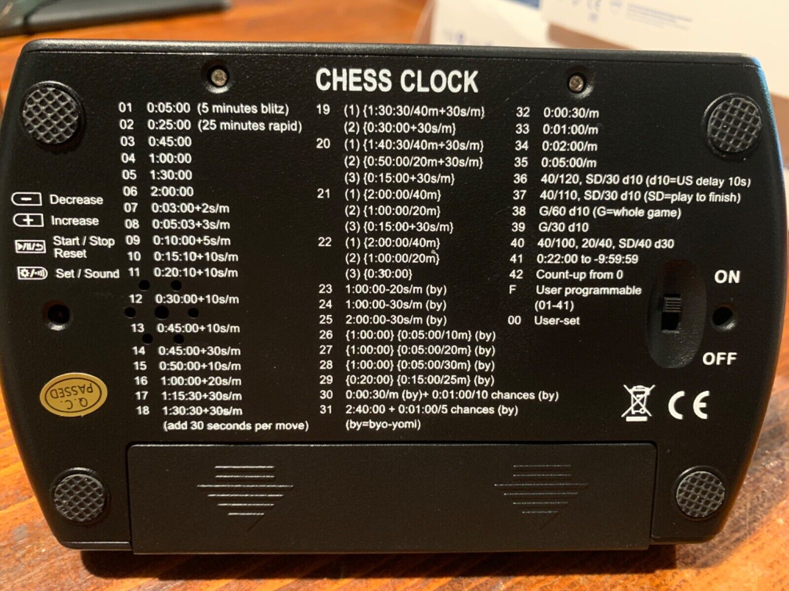 Xflyee Relógio de xadrez digital com função de alarme e temporizador de  jogo de xadrez digital básico