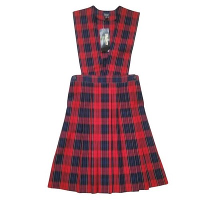 NWT Parker Girls Red Blue Plaid School Uniform Jumper Dress 12