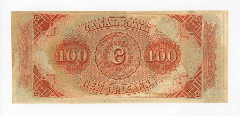 1800's $100 The Canal Bank - New Orleans, LOUISIANA Note Ch.AU - Image 2 of 2