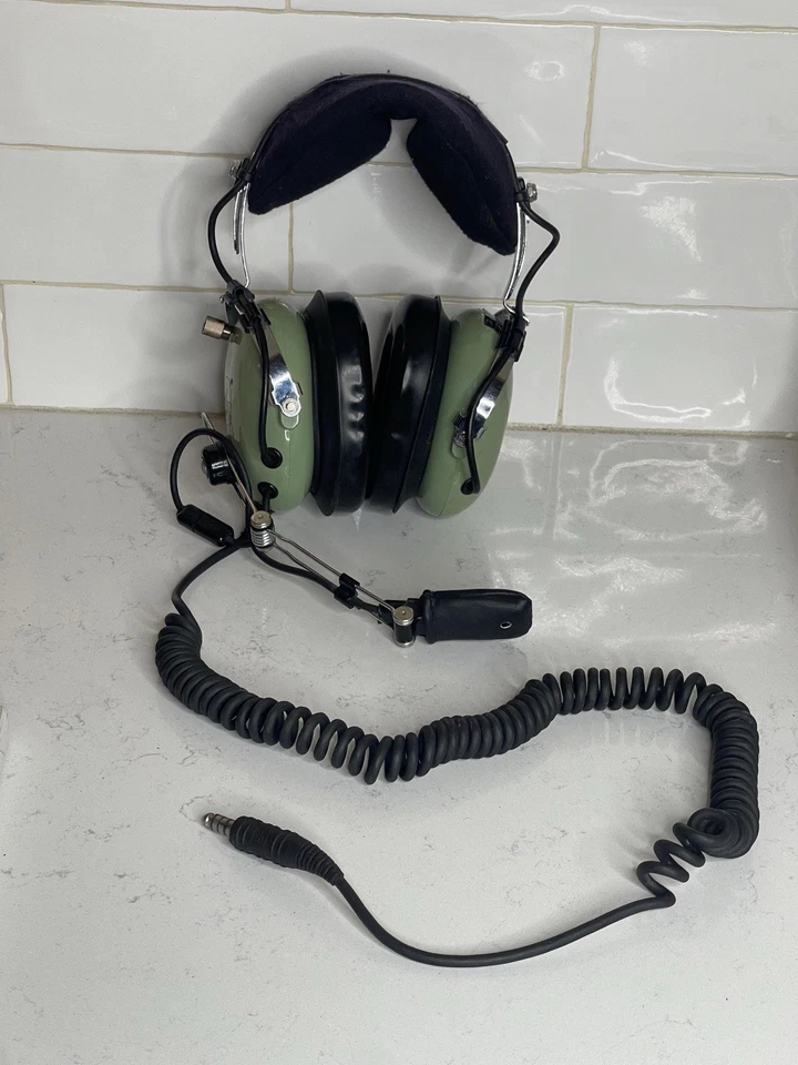 Auriculares de Aviación David Clark Piloto Avión H10-76 Verde Sin Probar Hecho en EE. UU. Foto 3 de 4