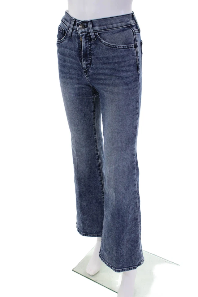 Pantalones de mezclilla Joes para mujer tiro alto pequeño pierna acampanada Milo azul algodón talla 24 Foto 2 de 4
