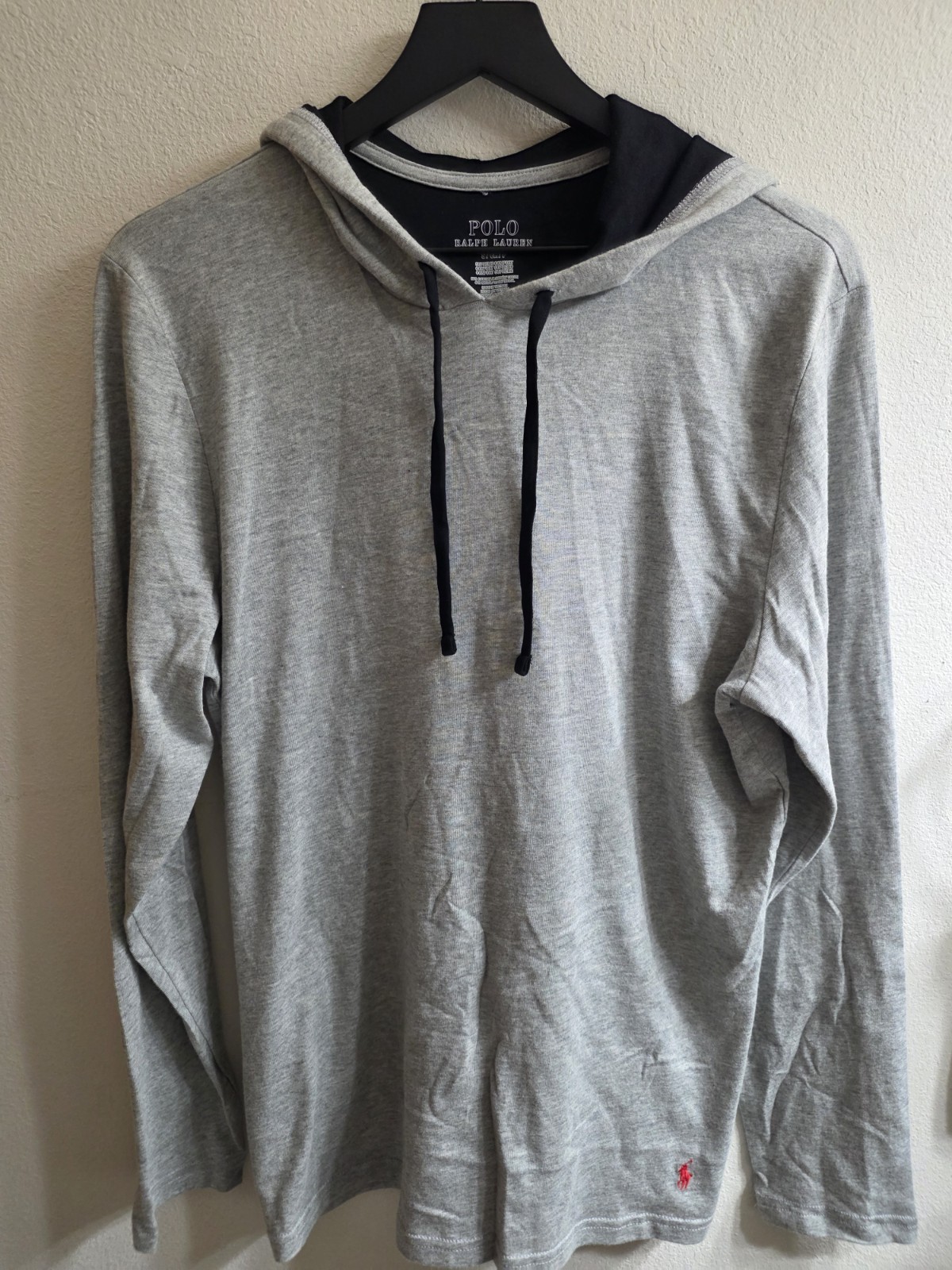 Polo Ralph Lauren Mens Hoodie Medium Gray Supreme Comfort Pullover Pony Lounge