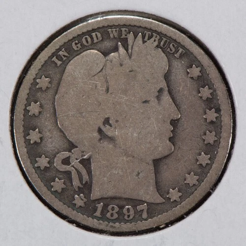 1897-O 25c Silver Barber Quarter - Full Rim Better Date - VG - SKU-Z6526