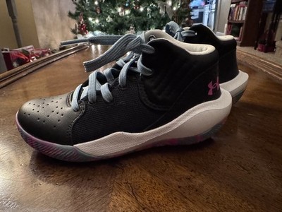 Under Armour Grade School Jet '21 Basketball Shoes Black/Blue/Pink, 12.5K New
