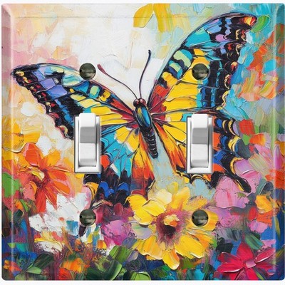 Metal Light Switch Outlet Cover Wall Plate Bold Butterfly Painting Style BEE122
